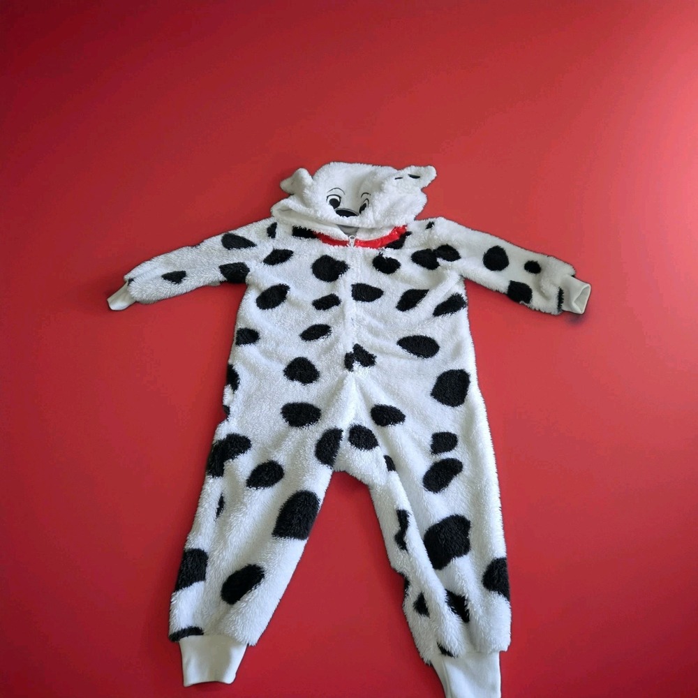 Kids Disney 101 Dalmatians One Piece Pajama Halloween Costume Dog Size‎ 3 Zip
